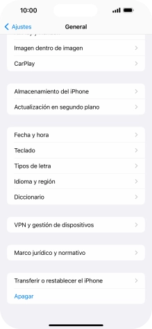 Pulsa Transferir o restablecer el iPhone.