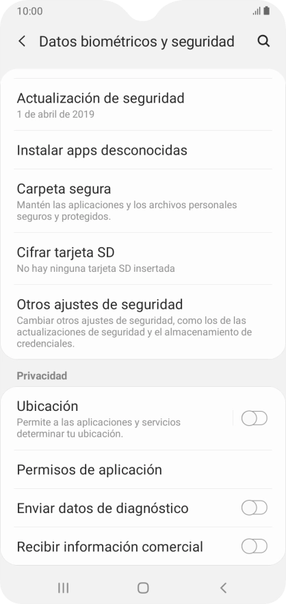 Pulsa Otros ajustes de seguridad. Pulsa Otros ajustes de seguridad.