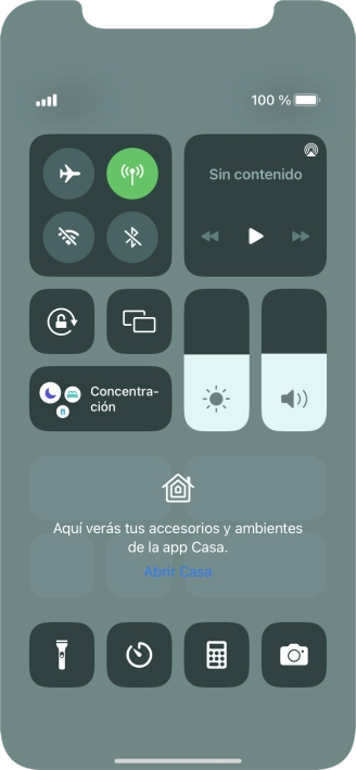 Pulsa el icono de modo de avión para activar o desactivar la función.
