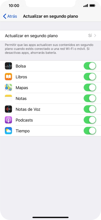 Pulsa Actualizar en segundo plano.