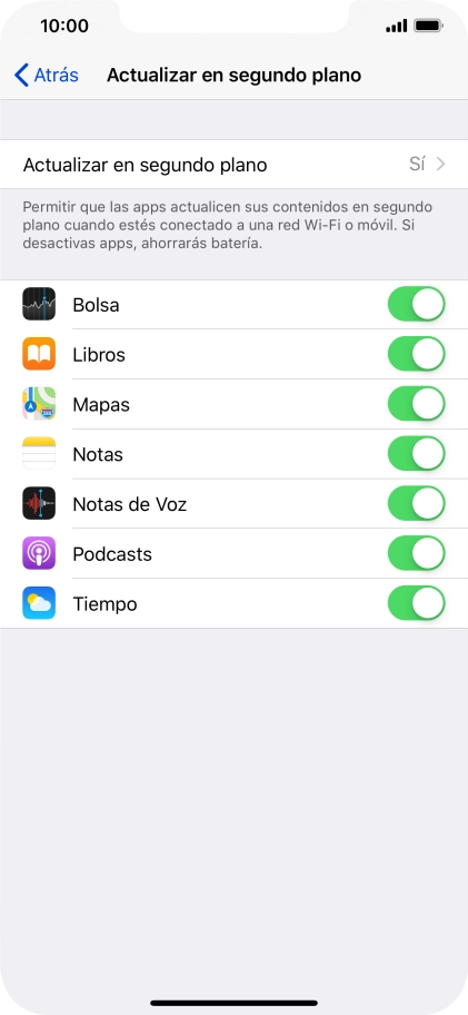 Pulsa Actualizar en segundo plano.