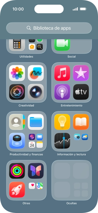 La app está ahora en la carpeta Ocultas en la biblioteca de apps. La app está ahora en la carpeta Ocultas en la biblioteca de apps.