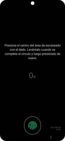 Sigue las indicaciones de la pantalla para crear una huella digital como código de seguridad. Sigue las indicaciones de la pantalla para crear una huella digital como código de seguridad.