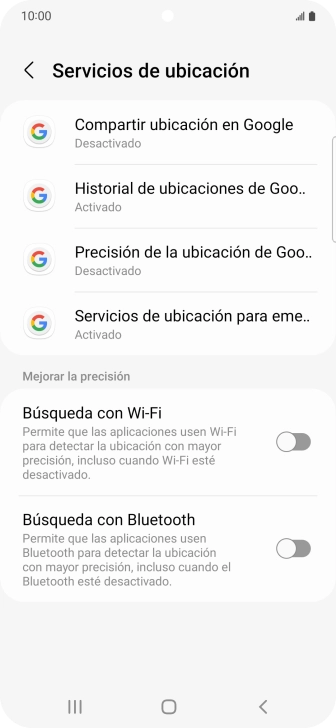 Pulsa Precisión de la ubicación de Goo... Pulsa Precisión de la ubicación de Goo...