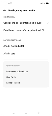 Pulsa Contraseña de la pantalla de bloqueo e introduce el código de seguridad extra que has creado anteriormente. Pulsa Contraseña de la pantalla de bloqueo e introduce el código de seguridad extra que has creado anteriormente.