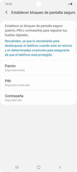 Pulsa el código de seguridad deseado y sigue las indicaciones de la pantalla para crear un código de seguridad del teléfono adicional. Pulsa el código de seguridad deseado y sigue las indicaciones de la pantalla para crear un código de seguridad del teléfono adicional.