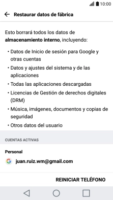Pulsa REINICIAR TELÉFONO.