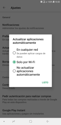Para desactivar la actualización automática de apps, pulsa No actualizar aplicaciones automáticamente.. Para desactivar la actualización automática de apps, pulsa No actualizar aplicaciones automáticamente..