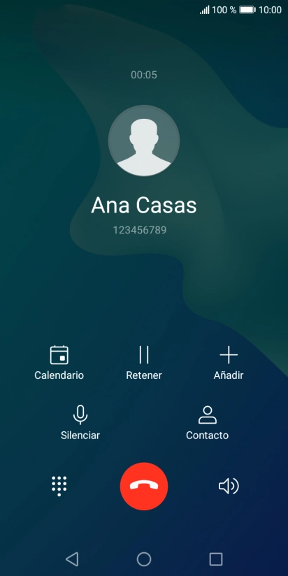 Pulsa el icono de finalizar llamada. Pulsa el icono de finalizar llamada.