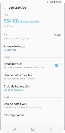 El consumo total de datos se visualiza ahora en la pantalla. El consumo total de datos se visualiza ahora en la pantalla.