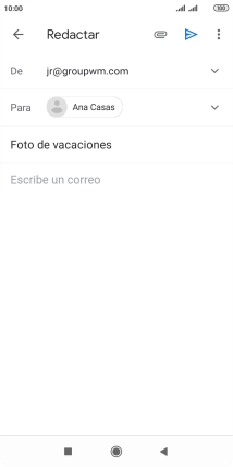 Pulsa en el campo de escritura  y escribe el texto del correo electrónico.