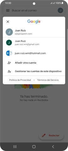 Pulsa la cuenta de correo electrónico deseada. Pulsa la cuenta de correo electrónico deseada.