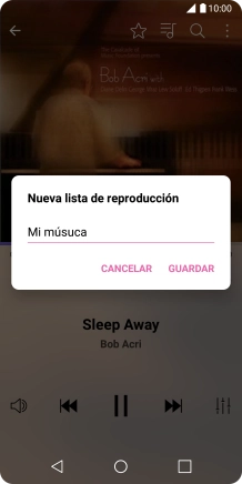Introduce el nombre deseado de la lista de reproducción y pulsa GUARDAR. Introduce el nombre deseado de la lista de reproducción y pulsa GUARDAR.