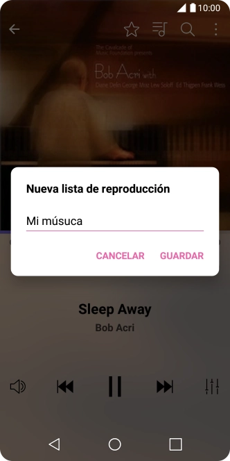Introduce el nombre deseado de la lista de reproducción y pulsa GUARDAR. Introduce el nombre deseado de la lista de reproducción y pulsa GUARDAR.