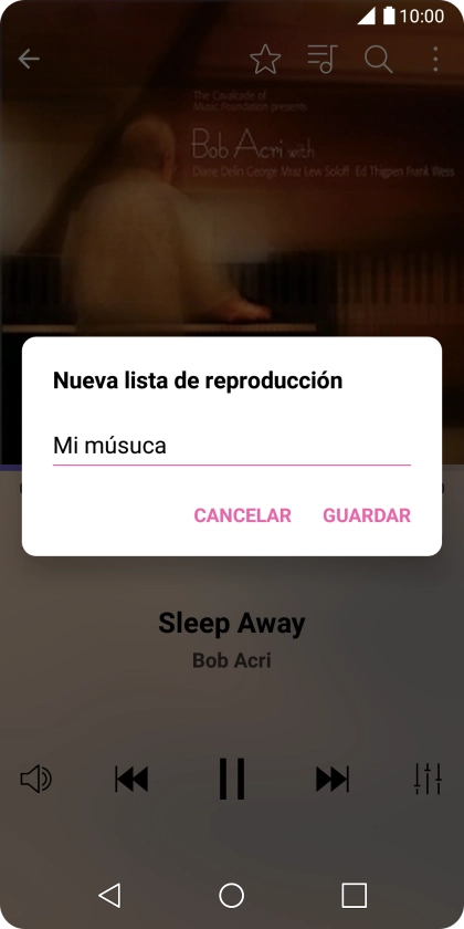 Introduce el nombre deseado de la lista de reproducción y pulsa GUARDAR. Introduce el nombre deseado de la lista de reproducción y pulsa GUARDAR.