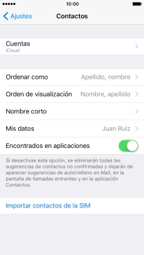 Pulsa Importar contactos de la SIM. Pulsa Importar contactos de la SIM.