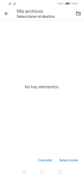 Si deseas crear una nueva carpeta, pulsa el icono de nueva carpeta y sigue las indicaciones de la pantalla para crearla. Si deseas crear una nueva carpeta, pulsa el icono de nueva carpeta y sigue las indicaciones de la pantalla para crearla.