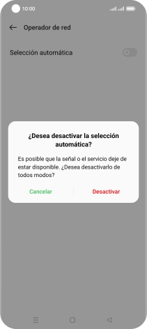 Pulsa Desactivar para desactivar la función y espera mientras el teléfono está buscando redes. Pulsa Desactivar para desactivar la función y espera mientras el teléfono está buscando redes.