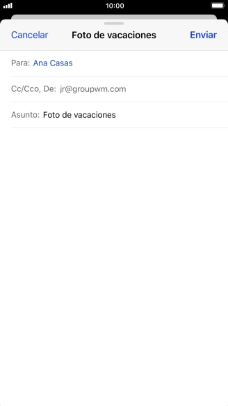 Pulsa en el campo de escritura y escribe el texto del correo electrónico. Pulsa en el campo de escritura y escribe el texto del correo electrónico.