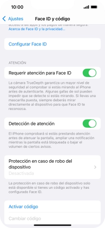 Pulsa Activar código e introduce un código de seguridad de libre elección dos veces seguidas.