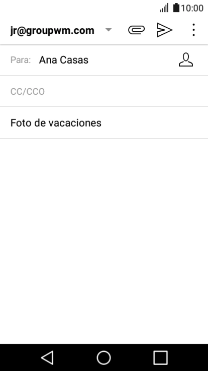 Pulsa en el campo de escritura y escribe el texto del correo electrónico. Pulsa en el campo de escritura y escribe el texto del correo electrónico.
