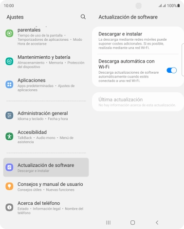 Pulsa Descargar e instalar. Si hay una versión de software nueva disponible, aparecerá ahora en la pantalla. Sigue las indicaciones de la pantalla para actualizar el software del teléfono. Pulsa Descargar e instalar. Si hay una versión de software nueva disponible, aparecerá ahora en la pantalla. Sigue las indicaciones de la pantalla para actualizar el software del teléfono.