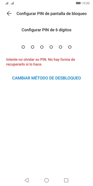 Pulsa CAMBIAR MÉTODO DE DESBLOQUEO.