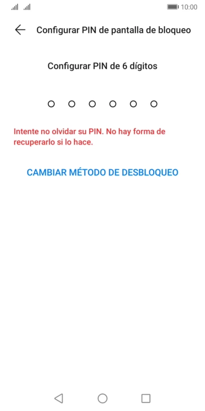 Pulsa CAMBIAR MÉTODO DE DESBLOQUEO.