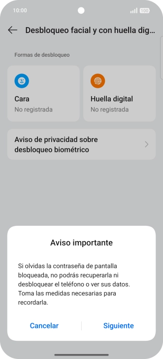 Pulsa Siguiente y sigue las indicaciones de la pantalla para crear un código de seguridad del teléfono adicional. Pulsa Siguiente y sigue las indicaciones de la pantalla para crear un código de seguridad del teléfono adicional.