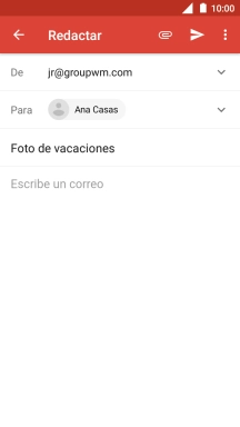 Pulsa en el campo de escritura  y escribe el texto del correo electrónico.