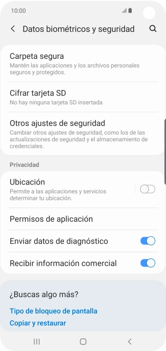 Pulsa Otros ajustes de seguridad. Pulsa Otros ajustes de seguridad.
