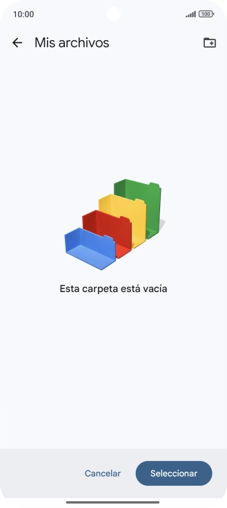 Si deseas crear una nueva carpeta, pulsa el icono de nueva carpeta y sigue las indicaciones de la pantalla para crearla. Si deseas crear una nueva carpeta, pulsa el icono de nueva carpeta y sigue las indicaciones de la pantalla para crearla.