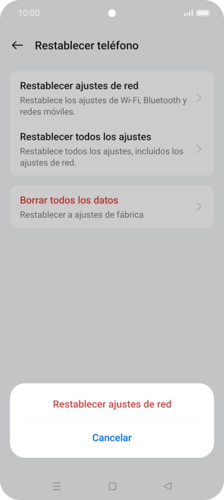 Pulsa Restablecer ajustes de red. Pulsa Restablecer ajustes de red.