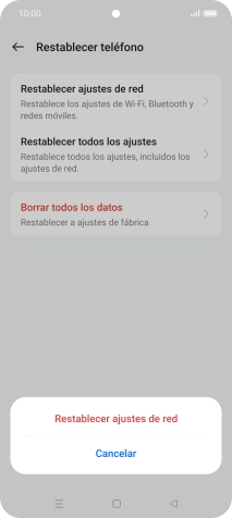 Pulsa Restablecer ajustes de red. Pulsa Restablecer ajustes de red.