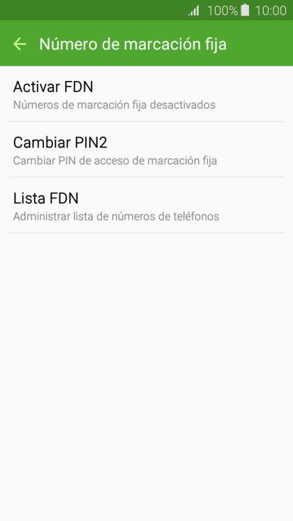 Pulsa Activar FDN para activar la marcación fija. Pulsa Activar FDN para activar la marcación fija.