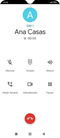 Pulsa el icono de finalizar llamada.
