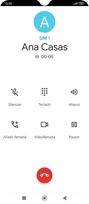Pulsa el icono de finalizar llamada.