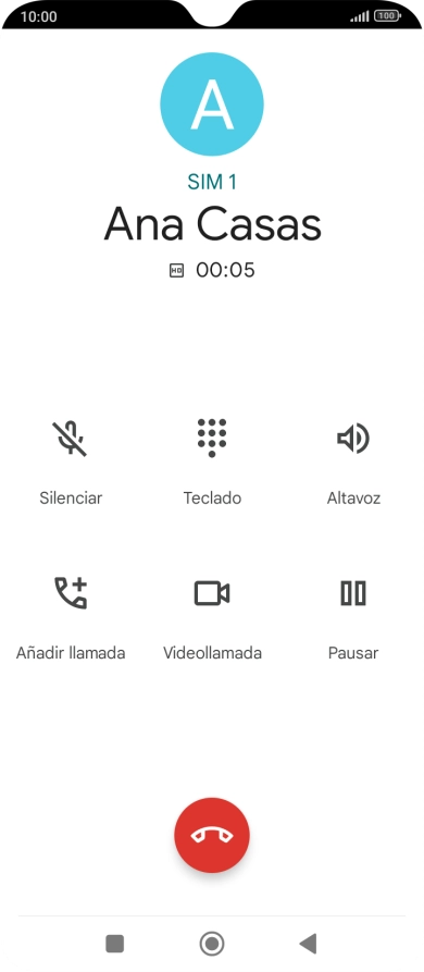 Pulsa el icono de finalizar llamada.