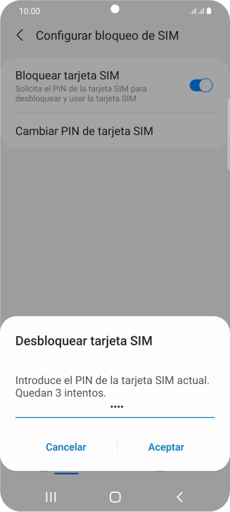Introduce tu código PIN y pulsa Aceptar. Introduce tu código PIN y pulsa Aceptar.