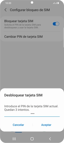 Introduce tu código PIN y pulsa Aceptar. Introduce tu código PIN y pulsa Aceptar.