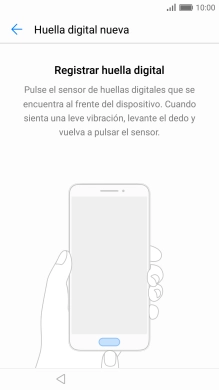 Sigue las indicaciones de la pantalla para crear una huella digital como código de seguridad. Sigue las indicaciones de la pantalla para crear una huella digital como código de seguridad.