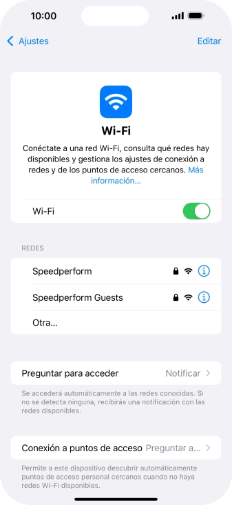 Pulsa la red wifi deseada e introduce la contraseña de esta red.