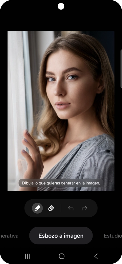 Para añadir un elemento a la fotografía o la imagen, pulsa Esbozo a imagen. Para añadir un elemento a la fotografía o la imagen, pulsa Esbozo a imagen.