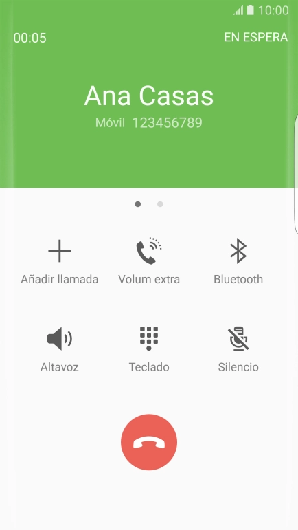 Pulsa el icono de finalizar llamada. Pulsa el icono de finalizar llamada.