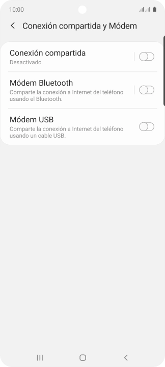 Pulsa Conexión compartida. Pulsa Conexión compartida.
