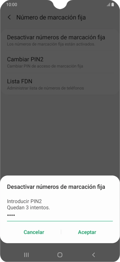 Introduce el código PIN2 y pulsa Aceptar. Introduce el código PIN2 y pulsa Aceptar.