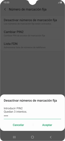 Introduce el código PIN2 y pulsa Aceptar. Introduce el código PIN2 y pulsa Aceptar.