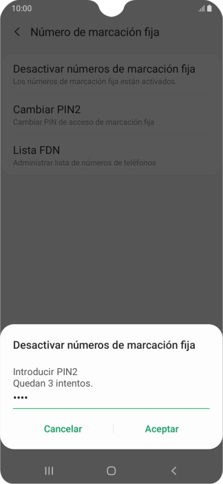 Introduce el código PIN2 y pulsa Aceptar. Introduce el código PIN2 y pulsa Aceptar.