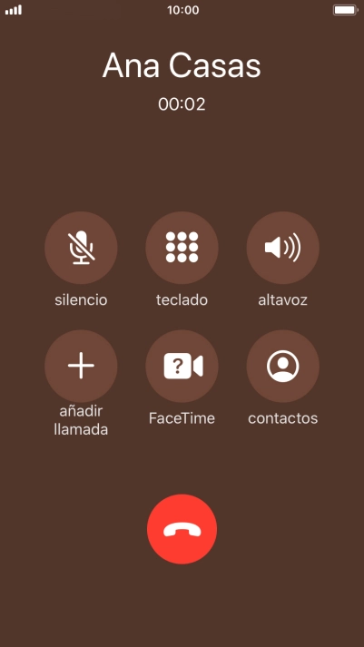Pulsa el icono de finalizar llamadas para colgar. Pulsa el icono de finalizar llamadas para colgar.