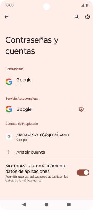 Pulsa Añadir cuenta. Pulsa Añadir cuenta.